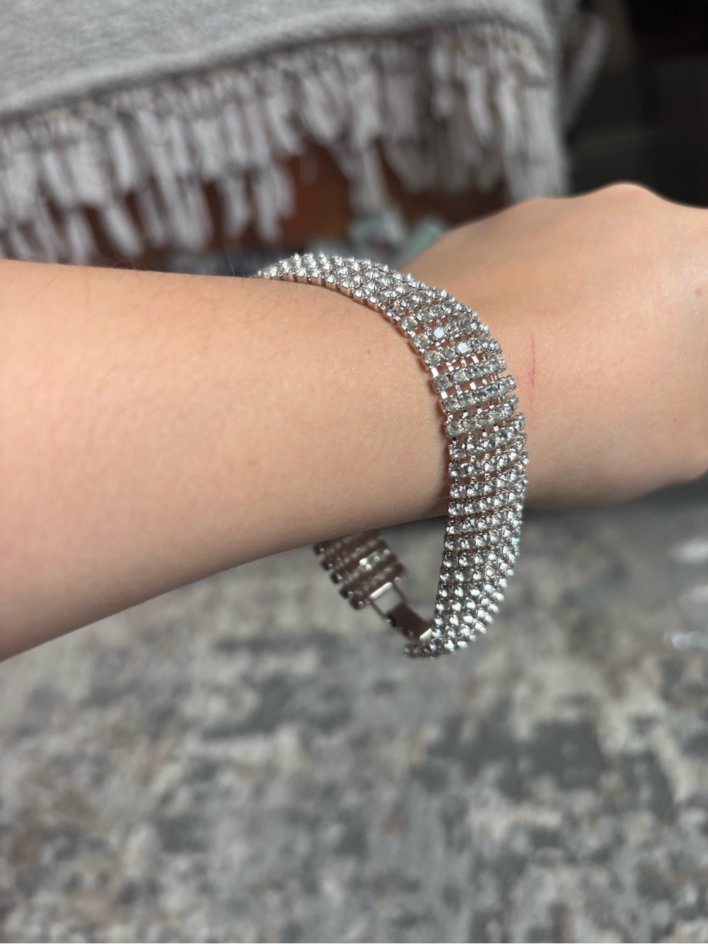 Vintage Silver Crystal Bracelet - Glittering Tennis Style - Picture 2 of 8